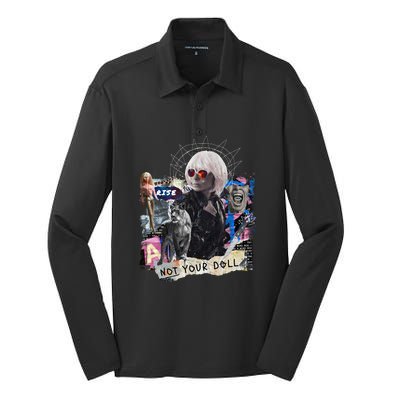 Feminist Punk Collage Not Your Doll Silk Touch Performance Long Sleeve Polo