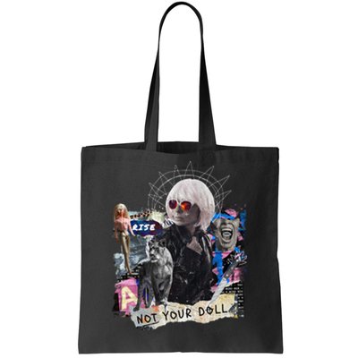 Feminist Punk Collage Not Your Doll Tote Bag