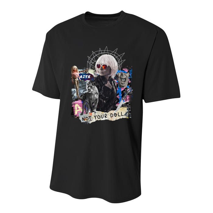 Feminist Punk Collage Not Your Doll Youth Performance Sprint T-Shirt