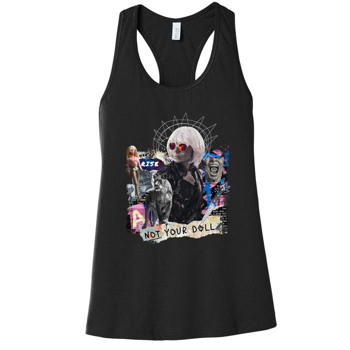 Feminist Punk Collage Not Your Doll Women's Racerback Tank