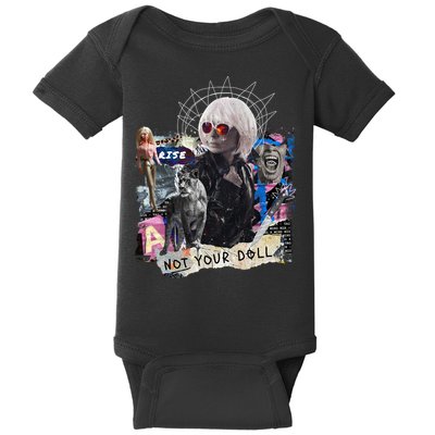 Feminist Punk Collage Not Your Doll Baby Bodysuit