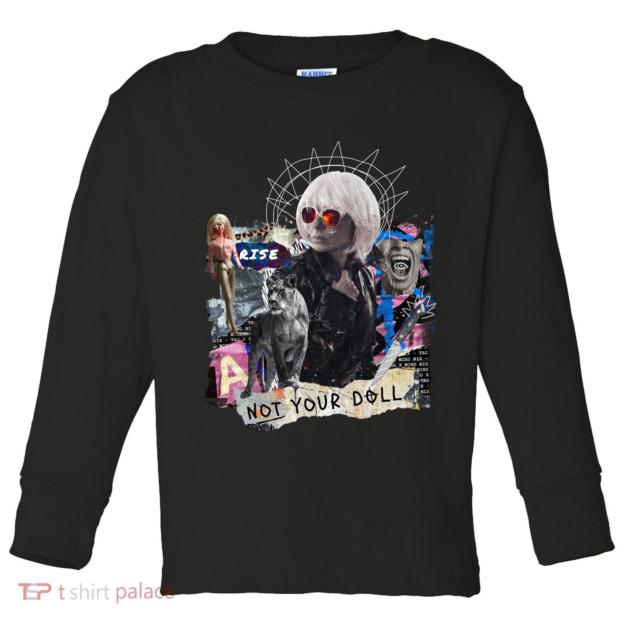 Feminist Punk Collage Not Your Doll Toddler Long Sleeve Shirt