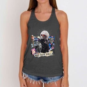 Feminist Punk Collage Not Your Doll Women's Knotted Racerback Tank