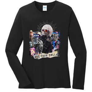 Feminist Punk Collage Not Your Doll Ladies Long Sleeve Shirt