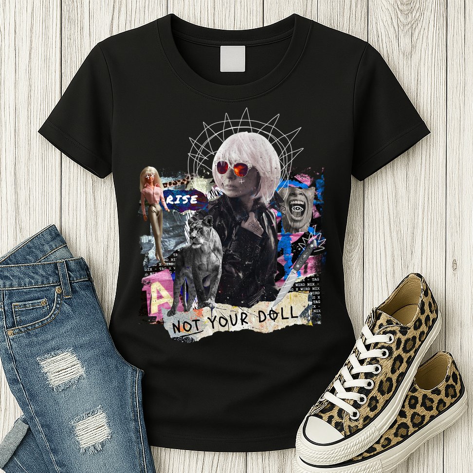Feminist Punk Collage Not Your Doll Womens T-Shirt