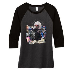 Feminist Punk Collage Not Your Doll Women's Tri-Blend 3/4-Sleeve Raglan Shirt