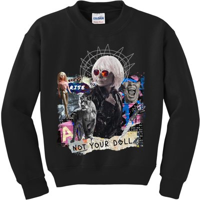 Feminist Punk Collage Not Your Doll Kids Sweatshirt