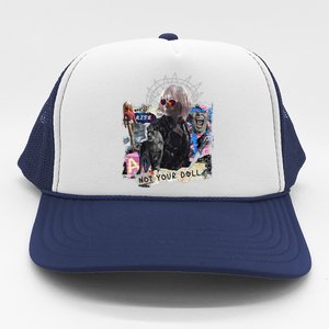 Feminist Punk Collage Not Your Doll Trucker Hat