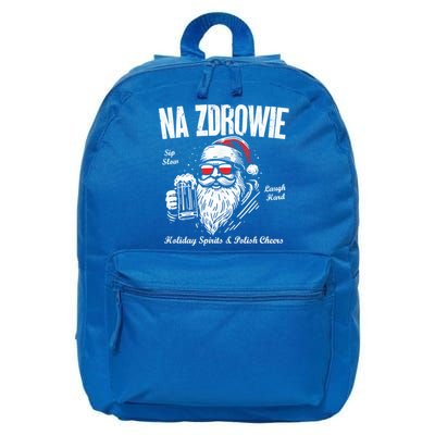 Funny Polish Christmas Santa Cool Na Zdrowie Poland Beer Meaningful Gift 16 in Basic Backpack