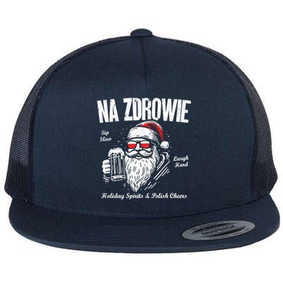 Funny Polish Christmas Santa Cool Na Zdrowie Poland Beer Meaningful Gift Flat Bill Trucker Hat