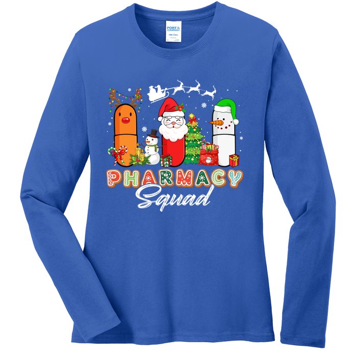 Funny Pills Christmas Lights Pharmacy Crew Reindeer Santa Cute Gift Ladies Long Sleeve Shirt