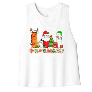 Funny Pills Christmas Lights Pharmacy Crew Reindeer Santa Cute Gift Women's Racerback Cropped Tank