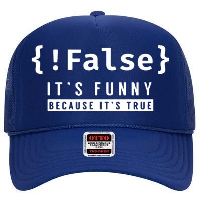 False Programmer Coding Code Coder Software High Crown Mesh Back Trucker Hat