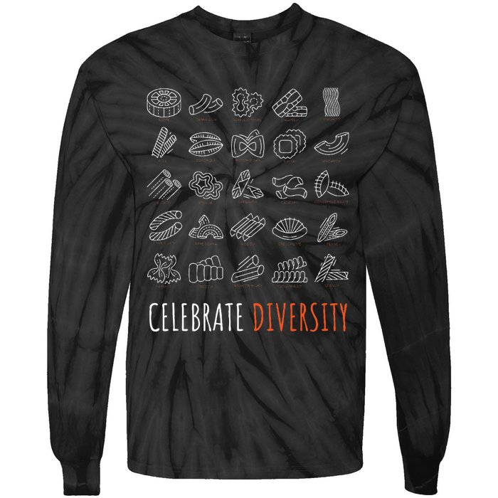 Funny Pasta Celebrate Diversity For Pasta Lovers Tie-Dye Long Sleeve Shirt