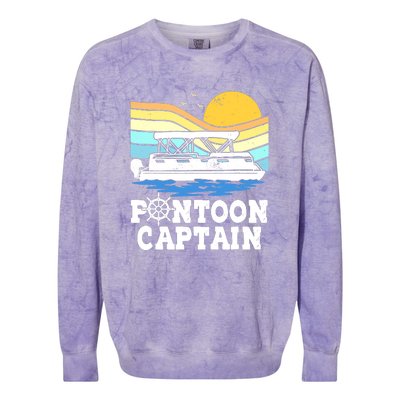 Funny Pontoon Captain Vintage Pontoon Boat Colorblast Crewneck Sweatshirt