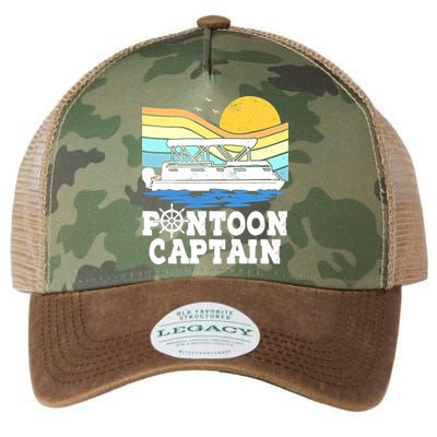 Funny Pontoon Captain Vintage Pontoon Boat Legacy Tie Dye Trucker Hat