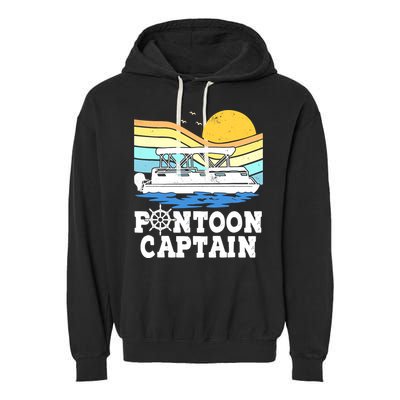 Funny Pontoon Captain Vintage Pontoon Boat Garment-Dyed Fleece Hoodie