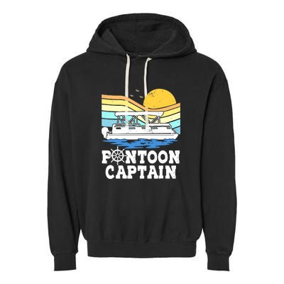 Funny Pontoon Captain Vintage Pontoon Boat Garment-Dyed Fleece Hoodie