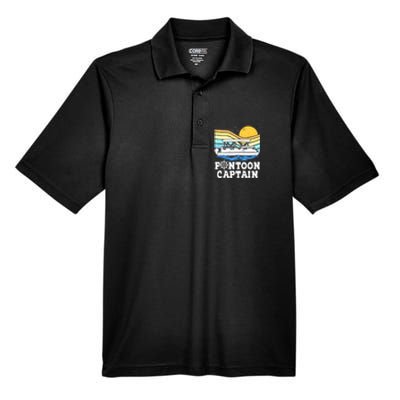 Funny Pontoon Captain Vintage Pontoon Boat Men's Origin Performance Pique Polo