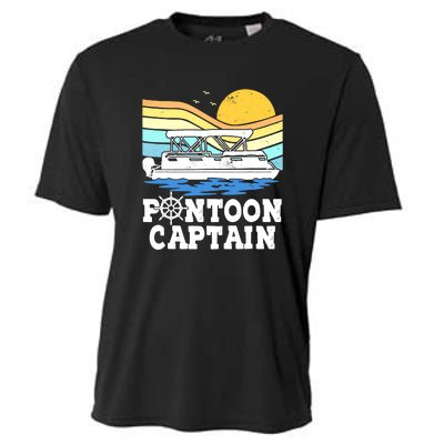 Funny Pontoon Captain Vintage Pontoon Boat Cooling Performance Crew T-Shirt