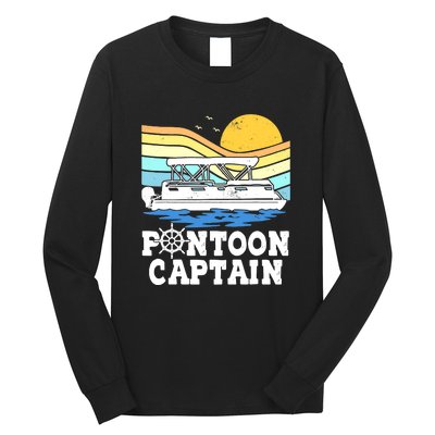 Funny Pontoon Captain Vintage Pontoon Boat Long Sleeve Shirt