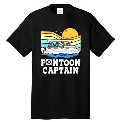 Funny Pontoon Captain Vintage Pontoon Boat Tall T-Shirt