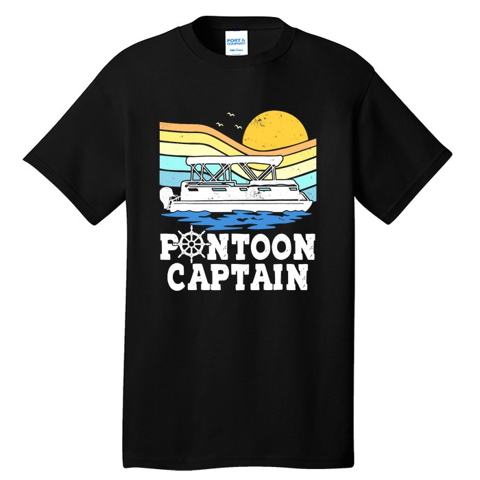 Funny Pontoon Captain Vintage Pontoon Boat Tall T-Shirt