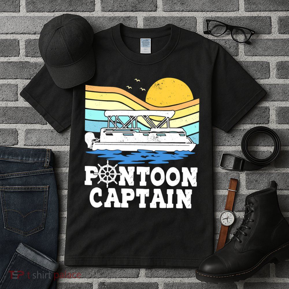 Funny Pontoon Captain Vintage Pontoon Boat Tall T-Shirt