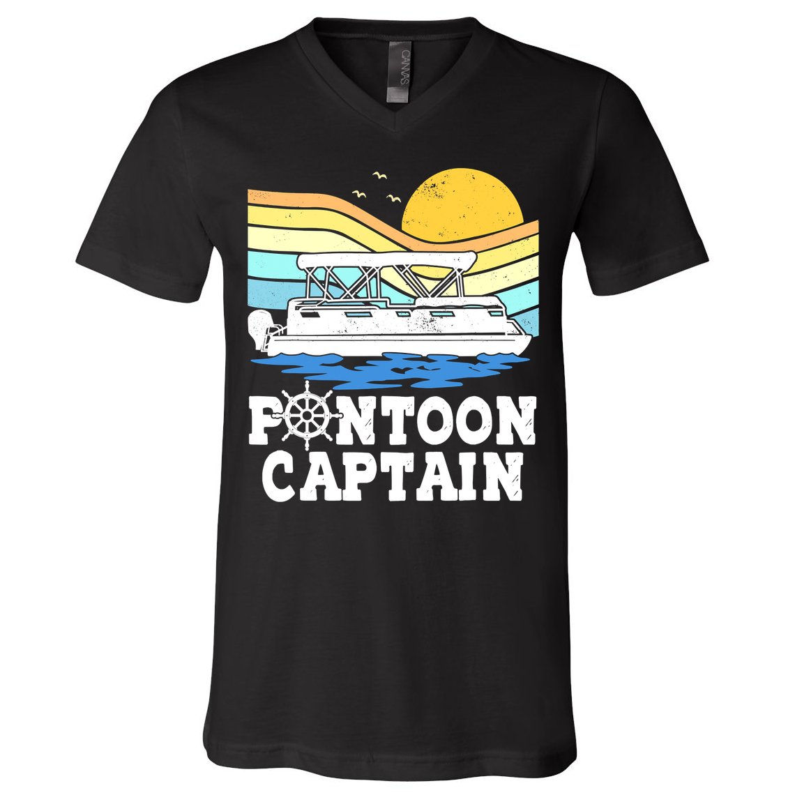 Funny Pontoon Captain Vintage Pontoon Boat V-Neck T-Shirt