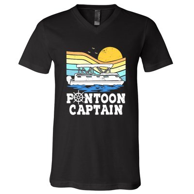 Funny Pontoon Captain Vintage Pontoon Boat V-Neck T-Shirt