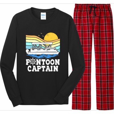 Funny Pontoon Captain Vintage Pontoon Boat Long Sleeve Pajama Set