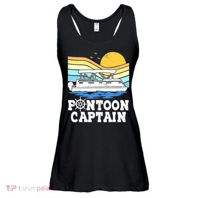 Funny Pontoon Captain Vintage Pontoon Boat Ladies Essential Flowy Tank