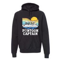 Funny Pontoon Captain Vintage Pontoon Boat Premium Hoodie