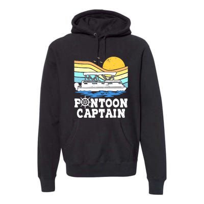 Funny Pontoon Captain Vintage Pontoon Boat Premium Hoodie