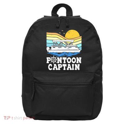 Funny Pontoon Captain Vintage Pontoon Boat 16 in Basic Backpack