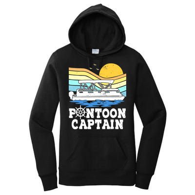 Funny Pontoon Captain Vintage Pontoon Boat Women's Pullover Hoodie