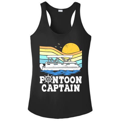 Funny Pontoon Captain Vintage Pontoon Boat Ladies PosiCharge Competitor Racerback Tank