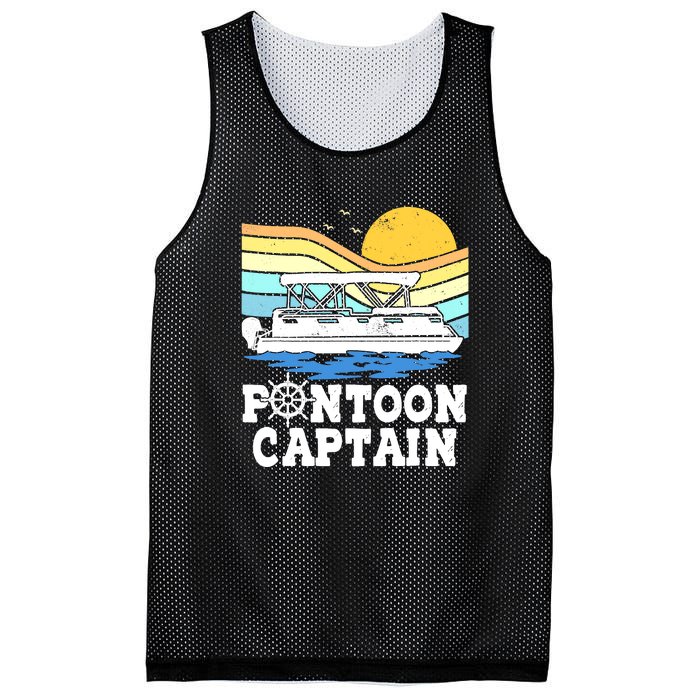 Funny Pontoon Captain Vintage Pontoon Boat Mesh Reversible Basketball Jersey Tank