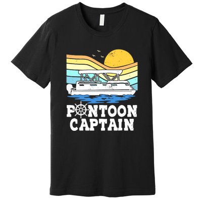 Funny Pontoon Captain Vintage Pontoon Boat Premium T-Shirt