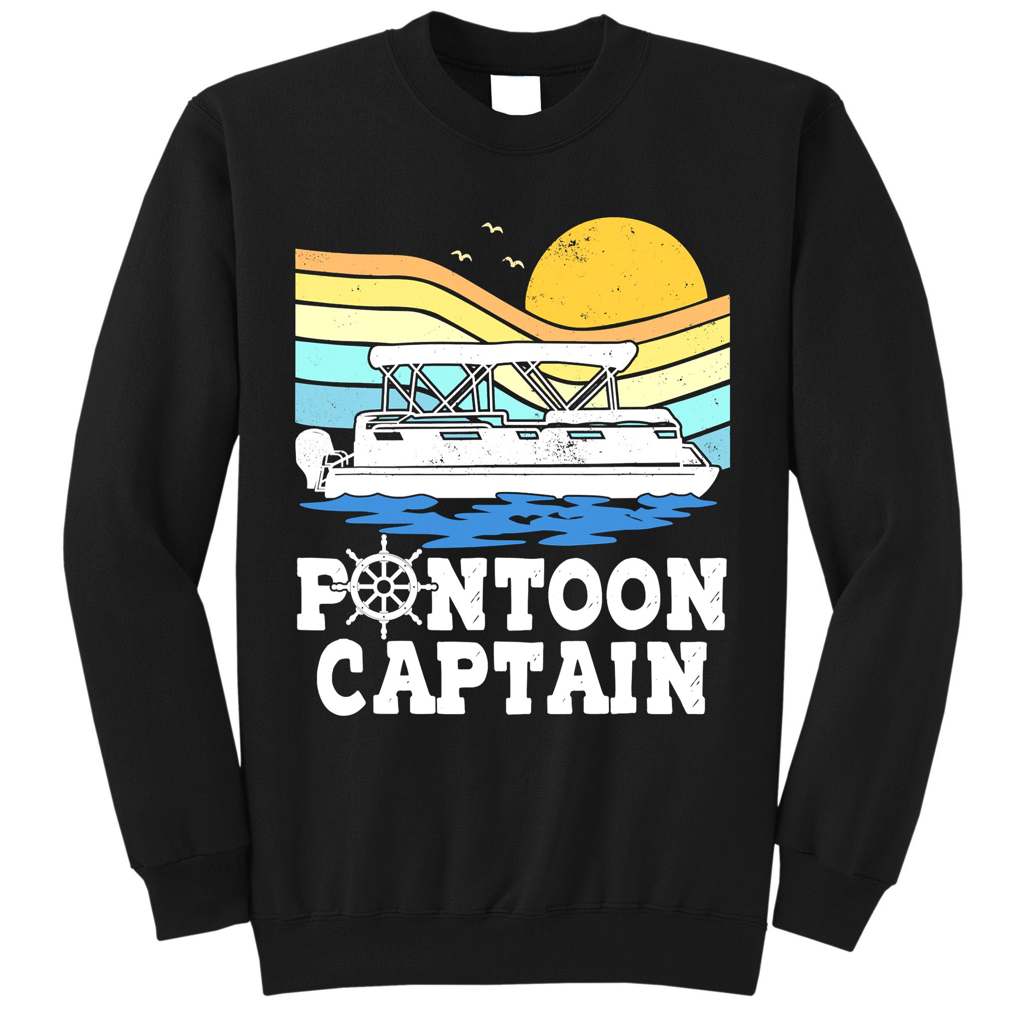 Funny Pontoon Captain Vintage Pontoon Boat Tall Sweatshirt