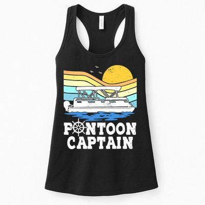 Funny Pontoon Captain Vintage Pontoon Boat Womens Tank Top