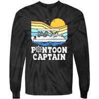 Funny Pontoon Captain Vintage Pontoon Boat Tie-Dye Long Sleeve Shirt