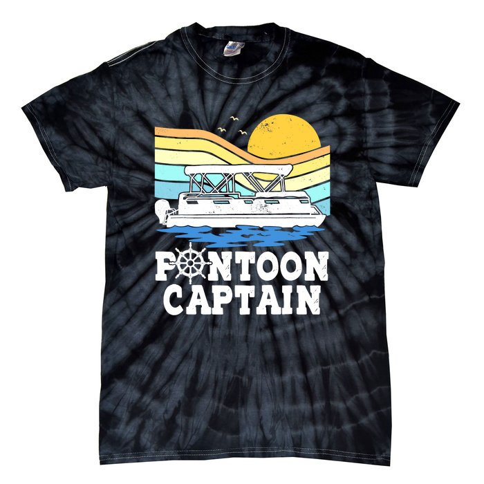 Funny Pontoon Captain Vintage Pontoon Boat Tie-Dye T-Shirt