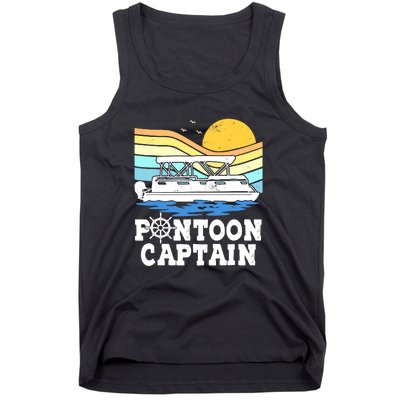 Funny Pontoon Captain Vintage Pontoon Boat Tank Top