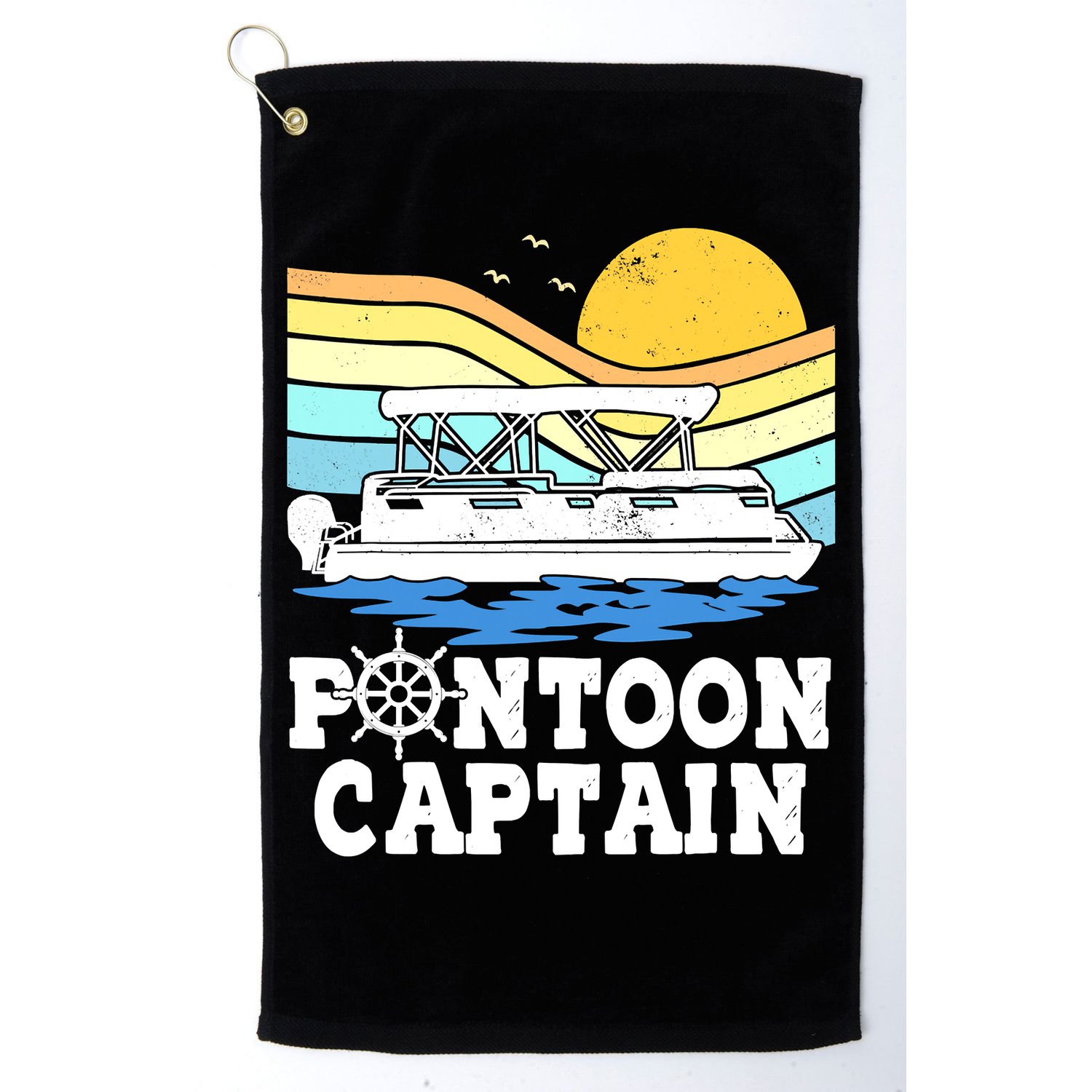 Funny Pontoon Captain Vintage Pontoon Boat Golf Towel