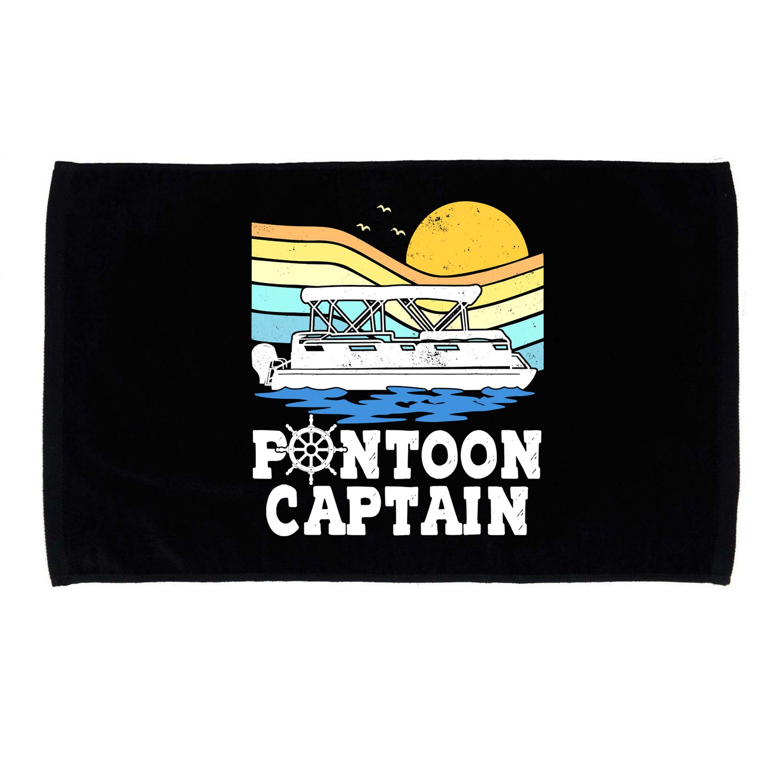 Funny Pontoon Captain Vintage Pontoon Boat Microfiber Hand Towel