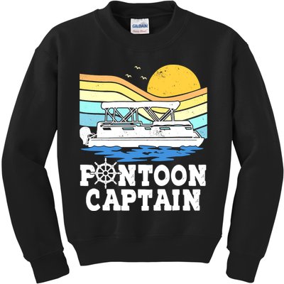Funny Pontoon Captain Vintage Pontoon Boat Kids Sweatshirt