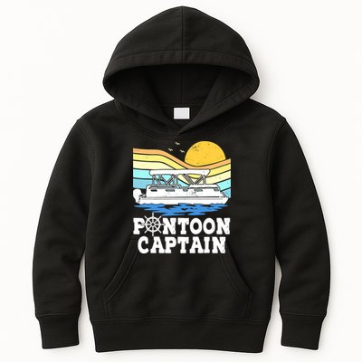 Funny Pontoon Captain Vintage Pontoon Boat Kids Hoodie