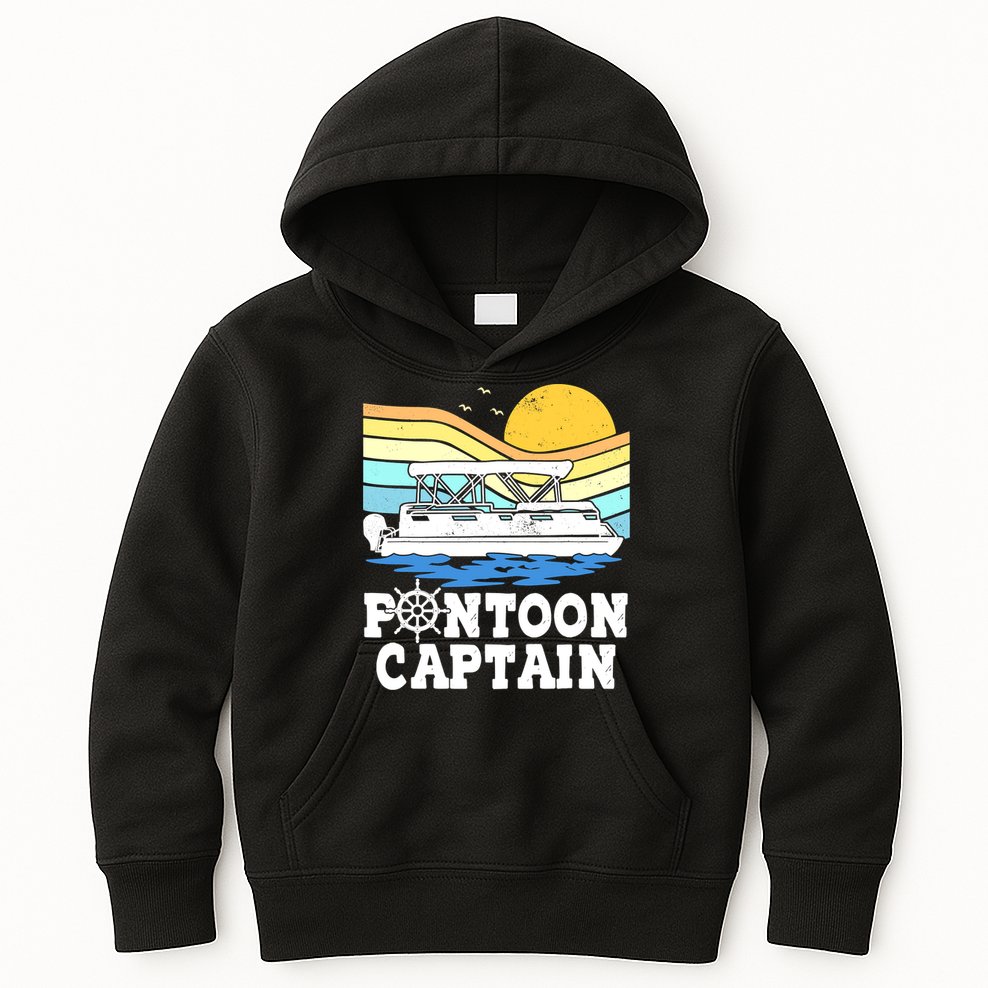 Funny Pontoon Captain Vintage Pontoon Boat Kids Hoodie