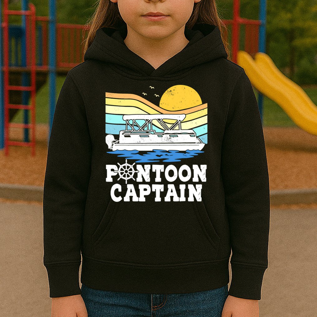 Funny Pontoon Captain Vintage Pontoon Boat Kids Hoodie